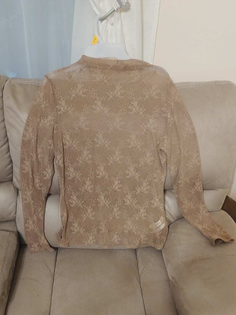 Missguided Beige Floral Lace Long Sleeve Top